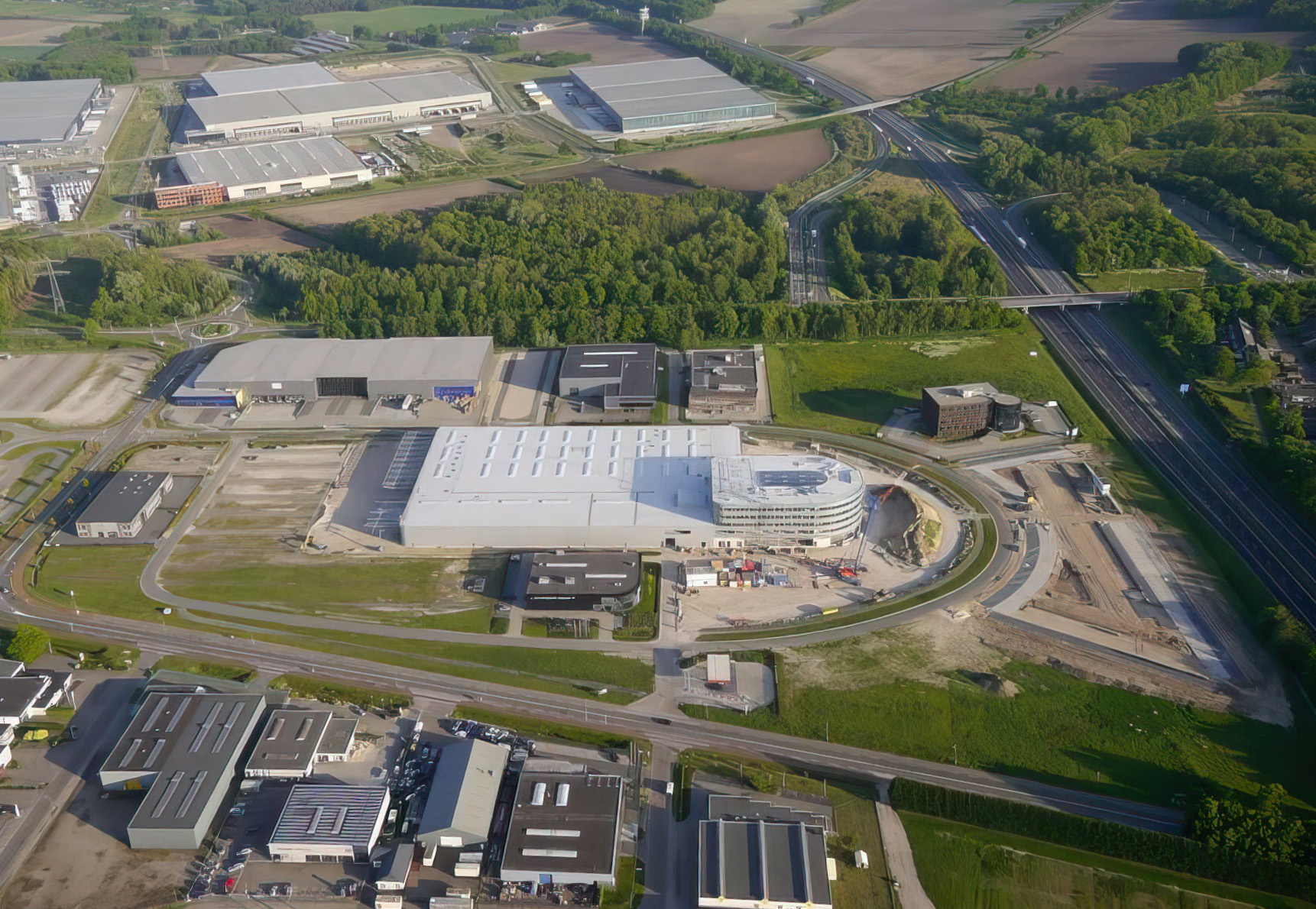 Luchtfoto van een bedrijventerrein
